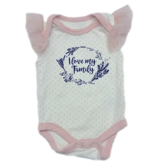 𝅺I Love My Family by Chickpea Bodysuit with Ruffle Shoulders